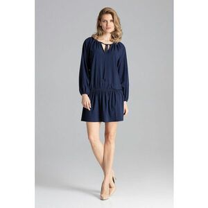 Rochie mini - bleumarin - volane - poliester imagine