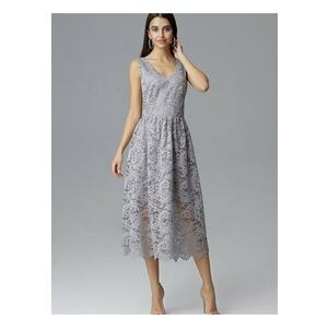 Rochie de seara - gri - din material elegant - imagine
