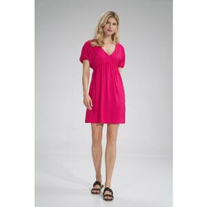 Rochie mini - decolteu in V - viscoza - roz imagine