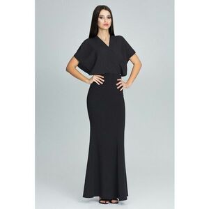 Rochie maxi M577 - neagra - eleganta - din poliester - pentru ocazii speciale - imagine