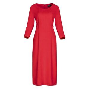 Rochie midi rosie - cu curea - poliester 100% - imagine