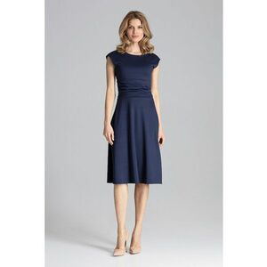 Rochie midi bleumarin - stil clasic - viscoza imagine