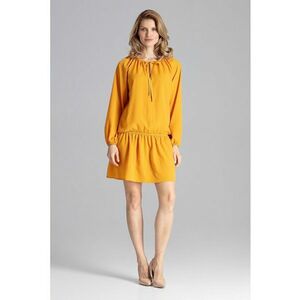 Rochie mini - galbena - volane - vara - poliester imagine