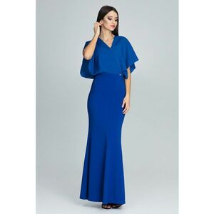 Rochie maxi de seara maneci evazate - albastru - eleganta - poliester imagine