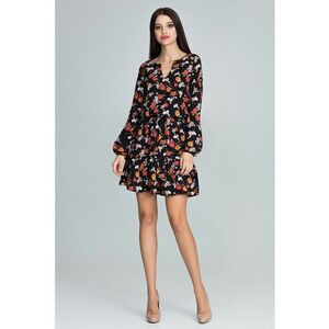 Rochie scurta florala M597 - maneci lungi - poliester - multicolor - imagine