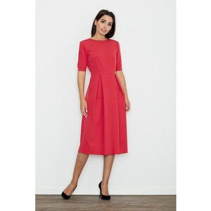 Rochie midi rosie - eleganta - cu maneci scurte - poliester imagine