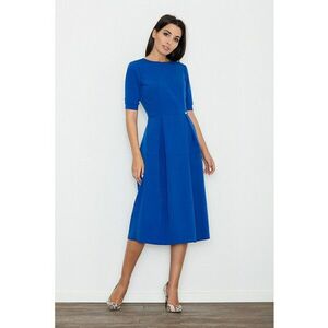 Rochie midi albastra - eleganta - cu maneci scurte - poliester imagine
