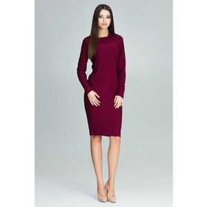 Rochie eleganta visiniu - maneci lungi - decolteu - poliester imagine