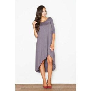 Rochie asimetrica gri - cu maneci lungi - din viscoza imagine
