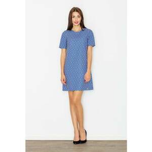 Rochie bleumarin - model geometric - poliester imagine
