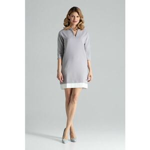 Rochie eleganta - cu buzunare - gri - poliester imagine