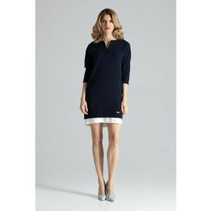 Rochie eleganta - bleumarin - cu buzunare - poliester - imagine