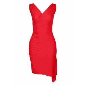 Rochie eleganta asimetrica rosu - poliester - fara maneci - imagine