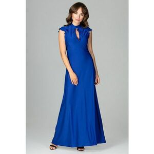 Rochie lunga K486 - poliester - albastru - imagine