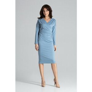 Rochie de seara K477 - eleganta - midi - albastru - viscoza imagine
