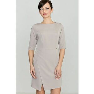 Rochie eleganta business cu maneca scurta - bej - poliester 65% - viscoza 35% imagine