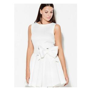 Rochie evazata - cu bretele largi - funda laterala - alb - poliester 100% - imagine