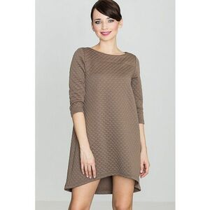 Rochie midi K134 - asimetrica - eleganta - bej - poliester 95% - elastan 5% imagine