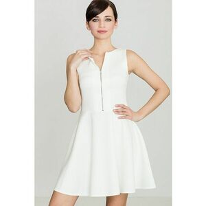 Rochie evazata - model K098 - fermoar - mini - ecru - poliester 95% - elastan 5% imagine