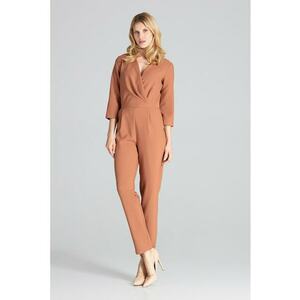 Salopeta dama - eleganta - maneci 3/4 - maro - poliester imagine