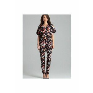 Salopeta dama florala - pantaloni lungi - maneci kimono - multicolor - poliester imagine