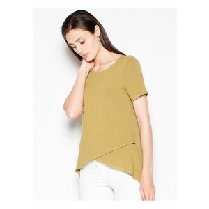 Bluza dama asimetrica - fata pliata - verde - viscoza imagine
