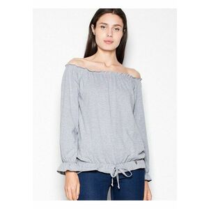 Bluza dama gri - bumbac - maneca lunga - model lejer cu pliuri imagine