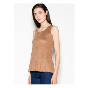 Bluza dama - piele intoarsa - decolteu semicircular - maro - poliester imagine