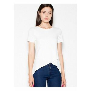 Bluza dama asimetrica - fata pliata - spate mai lung - bej - viscoza - imagine