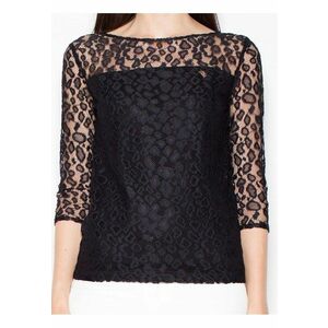 Bluza dama - maneci 3/4 - transparent cu puncte - negru - poliester imagine