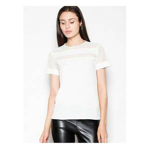 Bluza dama bej - maneci scurte - decolteu semicircular - material de calitate imagine
