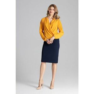 Bluza dama eleganta - Maneca lunga - Poliester/Elastan - Galben mustar imagine