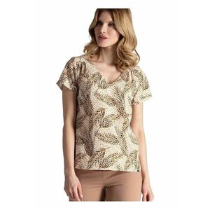 Tricou dama - decolteu in V - maneci scurte - elastan/poliester - multicolor imagine
