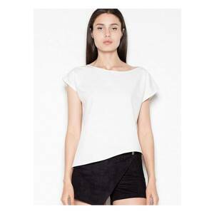 Tricou dama asimetric - elegant - bej - poliester 65% - viscoza 35% imagine