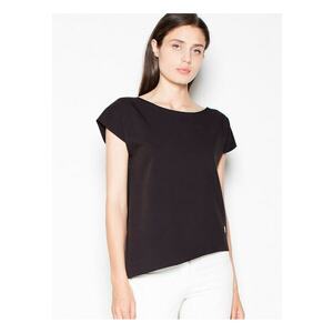 Tricou dama asimetric - negru - poliester-viscosa imagine