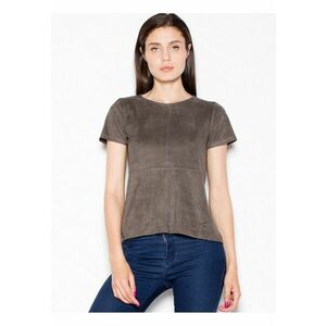Tricou dama verde - piele intoarsa - decolteu semicircular - fermoar decorativ imagine