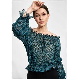 Bluza dama - Poliester - Cu elastic - Verde/Negru imagine