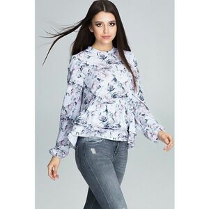 Bluza femei - Poliester/Elastan - Cu volane - Model cu flori - Multicolor imagine