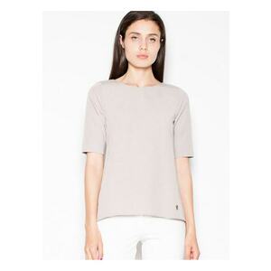 Bluza dama asimetrica - decupaj spate - bej - poliester 65% - viscoza 35% imagine
