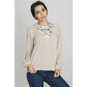 Bluza dama - Decolteu floral - Polister/Viscoza/Elastan - Crem imagine
