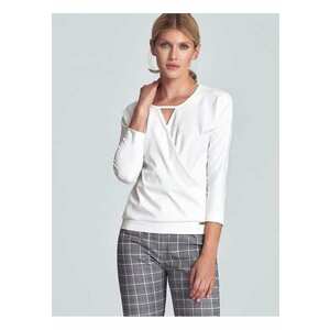 Bluza dama decolteu plic - maneci 3/4 - poliester/viscoza - alb imagine