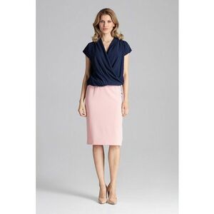 Bluza dama - Maneca scurta - Eleganta - Poliester/Elastan - Bleumarin imagine
