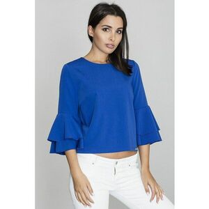Bluza dama - Cu volane - Poliester/Viscoza - Albastru imagine