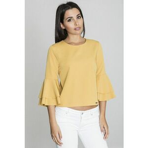 Bluza dama - Cu volane - Poliester/Viscoza - Galben imagine