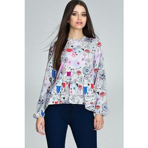 Bluza femei - Poliester/Elastan - Cu volane - Multicolor imagine
