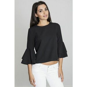 Bluza dama - Cu volane - Poliester/Viscoza - Negru imagine