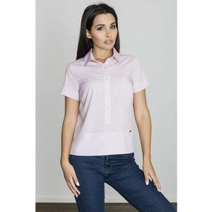 Bluza dama - Tip camasa - Maneca scurta - Poliester/Elastan - Roz imagine
