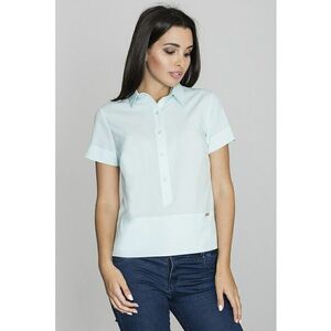 Bluza dama - Tip camasa - Maneca scurta - Poliester/Elastan - Albastru deschis imagine
