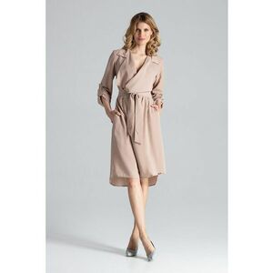 Rochie M464 - maneci lungi - bej - poliester - eleganta imagine