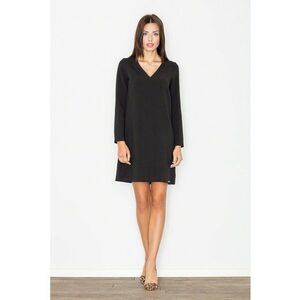Rochie mini M471 - neagra - maneci lungi - poliester - imagine